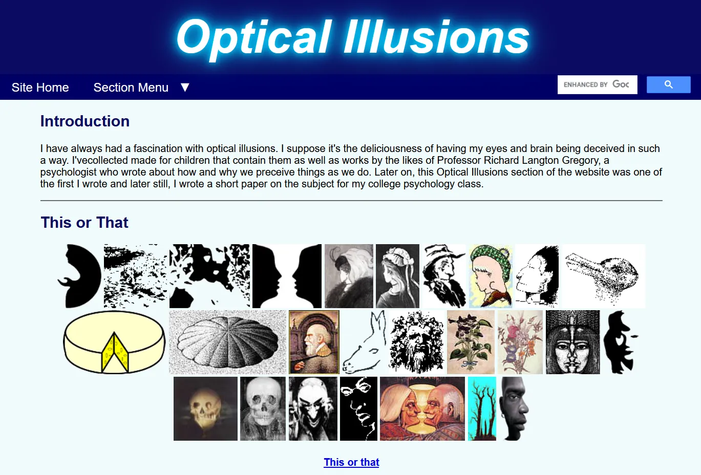 Eine Homepage für optische Illusionen